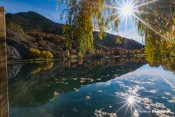 lac roche rame saules vue double soleil reflet